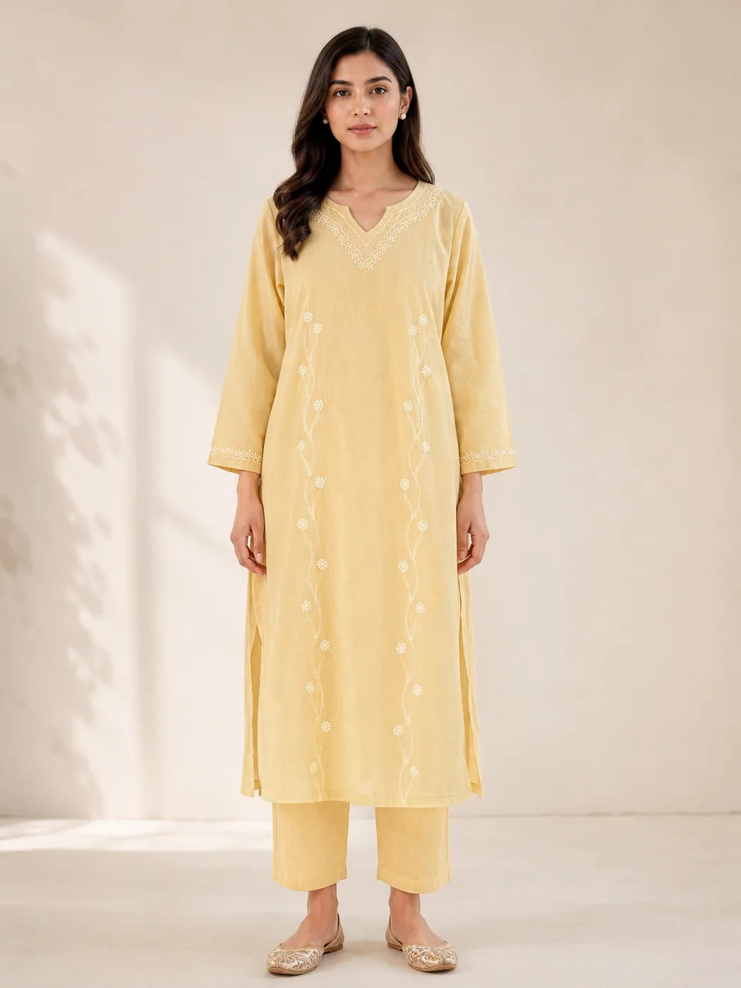 Butter Yellow Chikankari Kurta