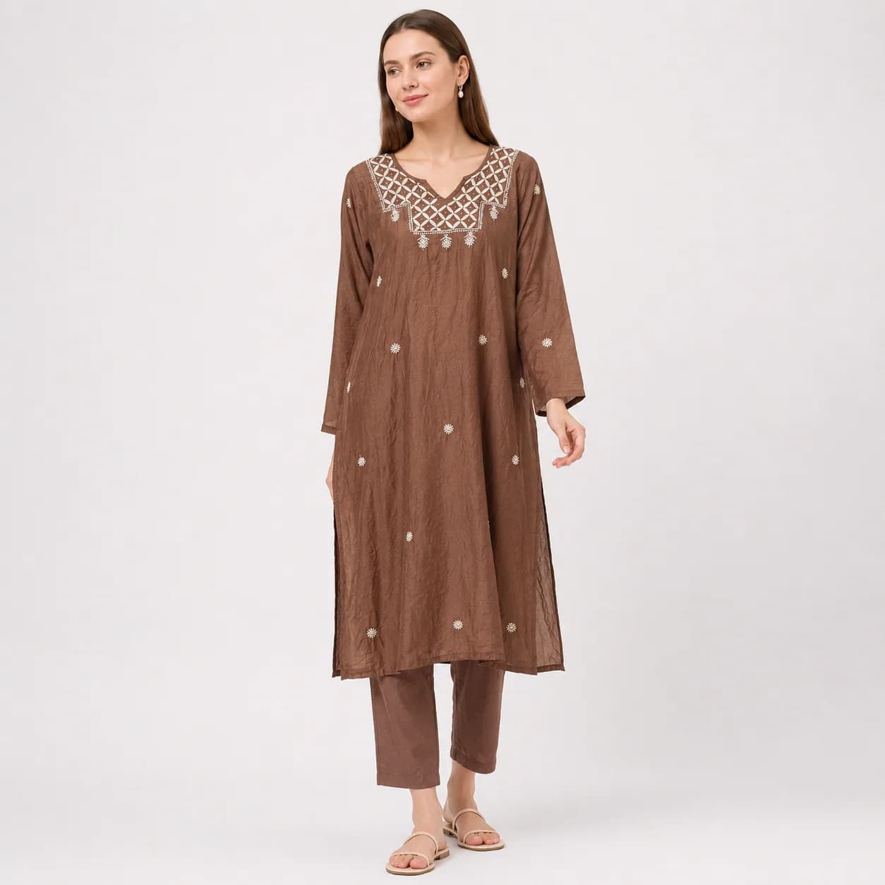 Cocoa Brown Chikankari Kurta