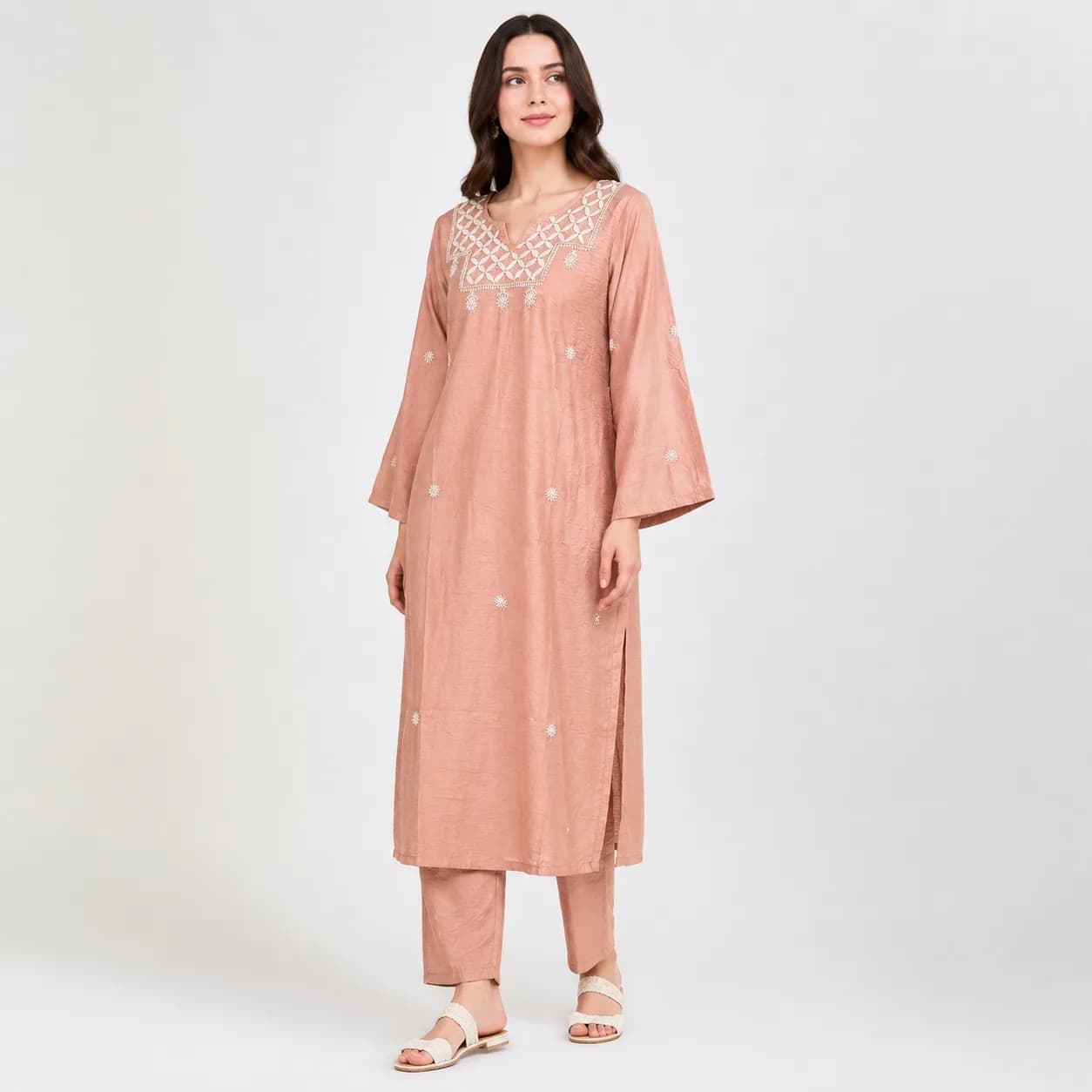 Dusty Rose Chikankari Kurta