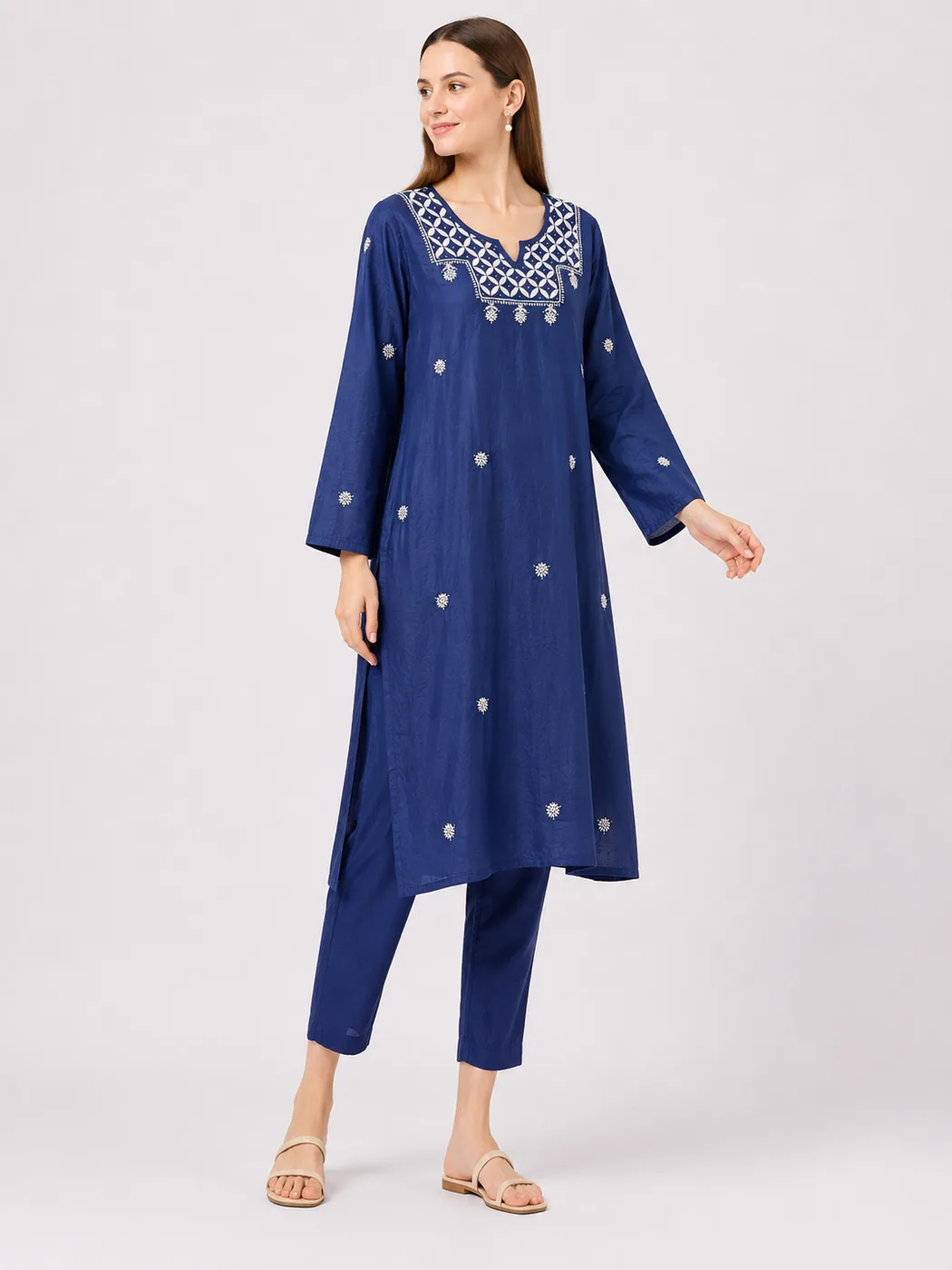 Navy Blue Chikankari Kurta