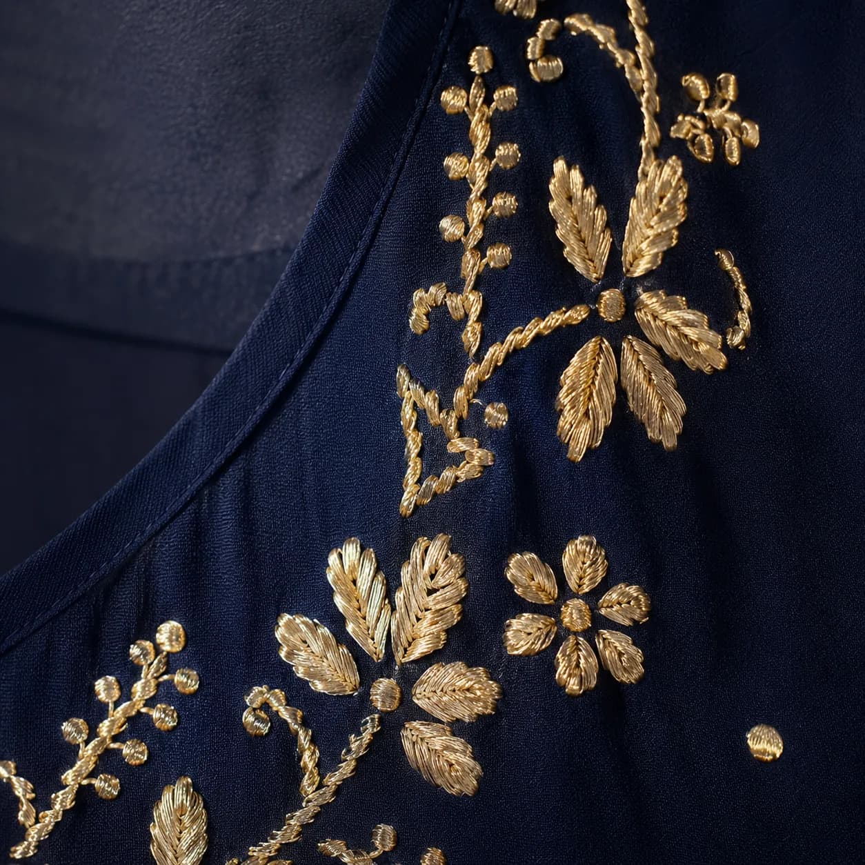 Navy Blue Gold Zari Kurta Set — view 4